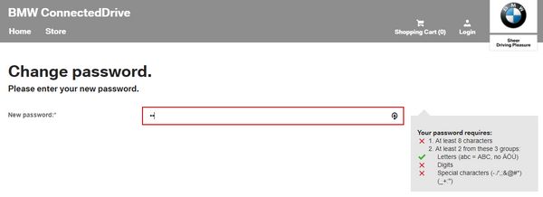 BMW ConnectedDrive dumb password rule screenshot
